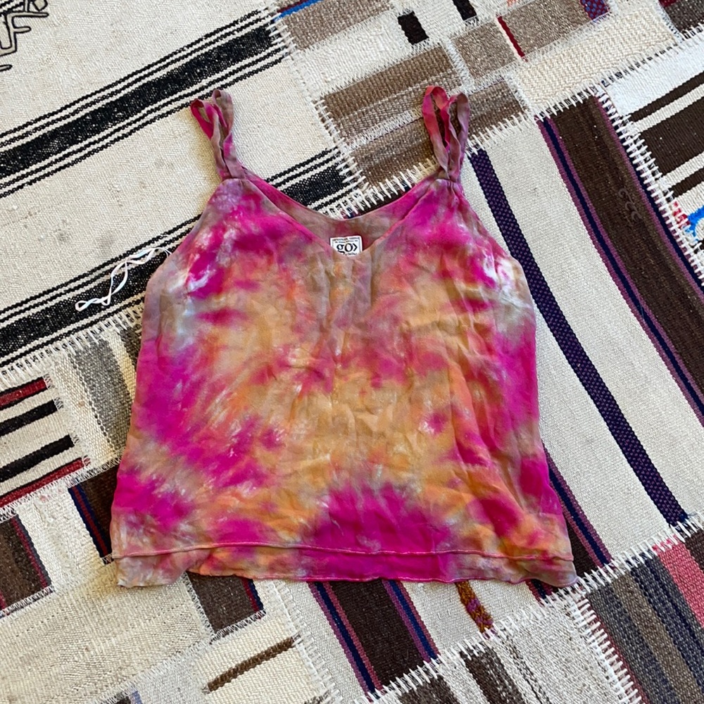 tie dye 100% silk tank top